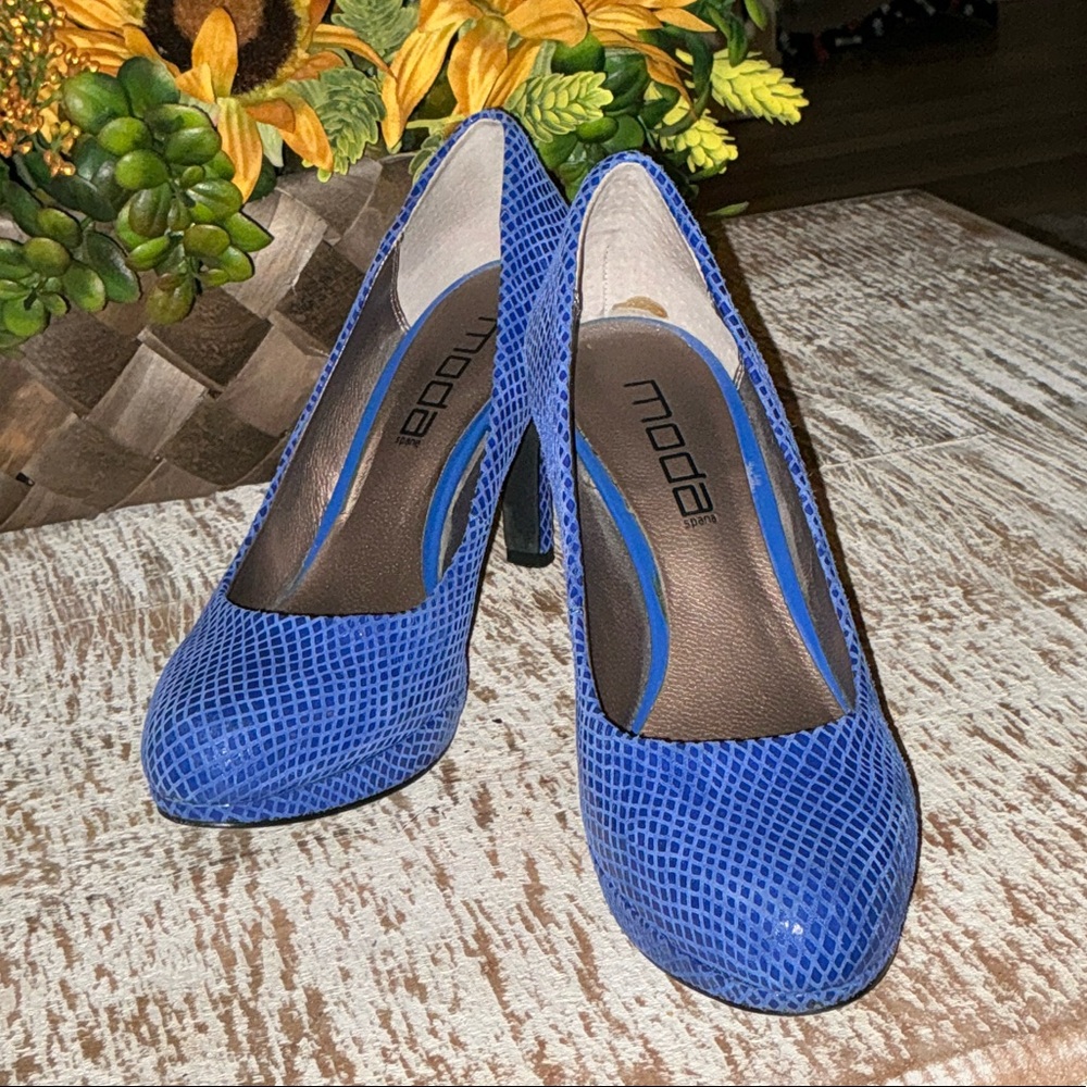 Moda Royal Blue Patterned Heels - 3 1/2” Heels